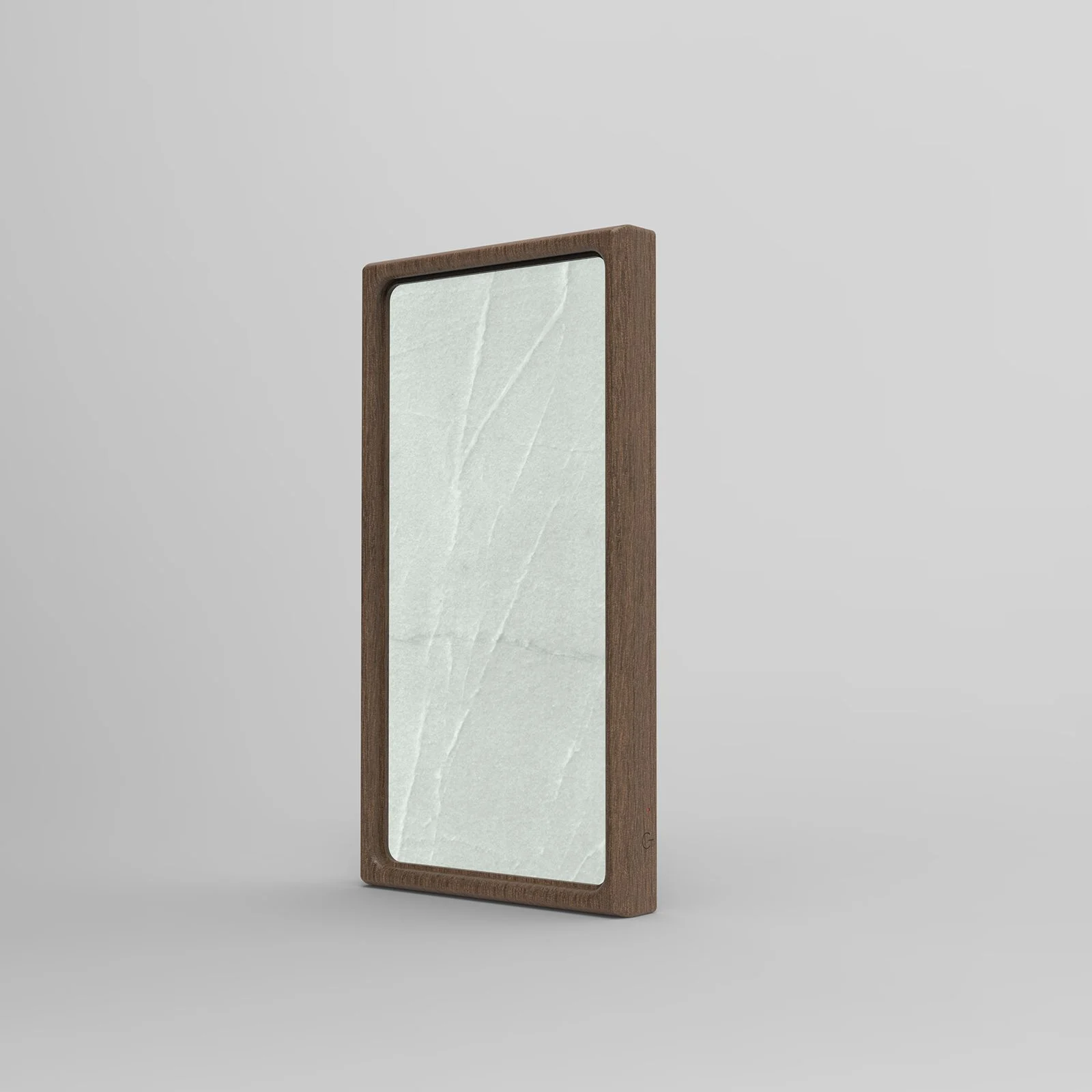 Frosted Jade White: Side view, solid wood frame
