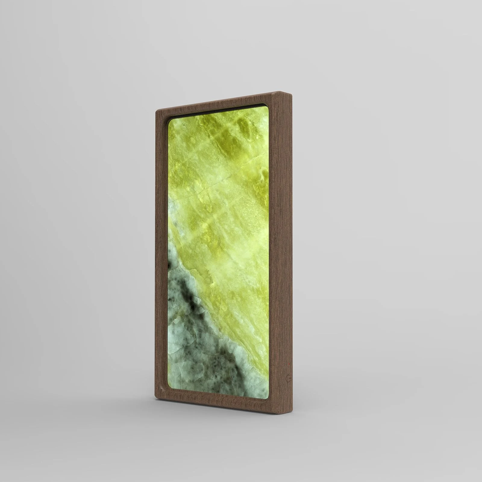 Morning Mist: Side view, solid wood frame