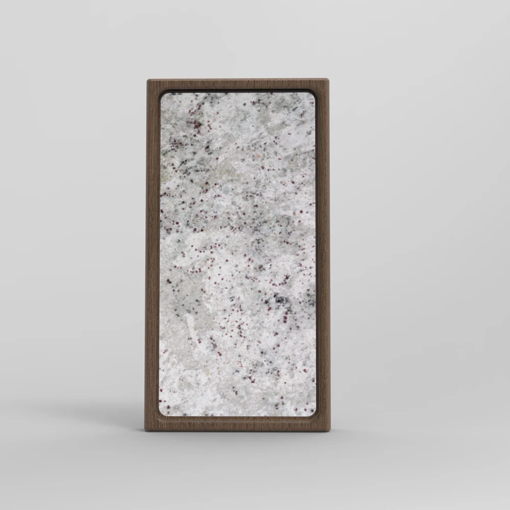 River White stone light in a walnut frame