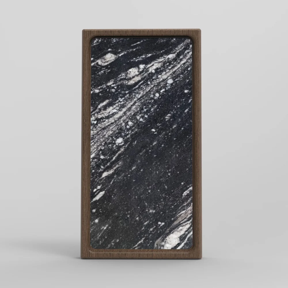 Rustic Stone Shade stone light in a walnut frame