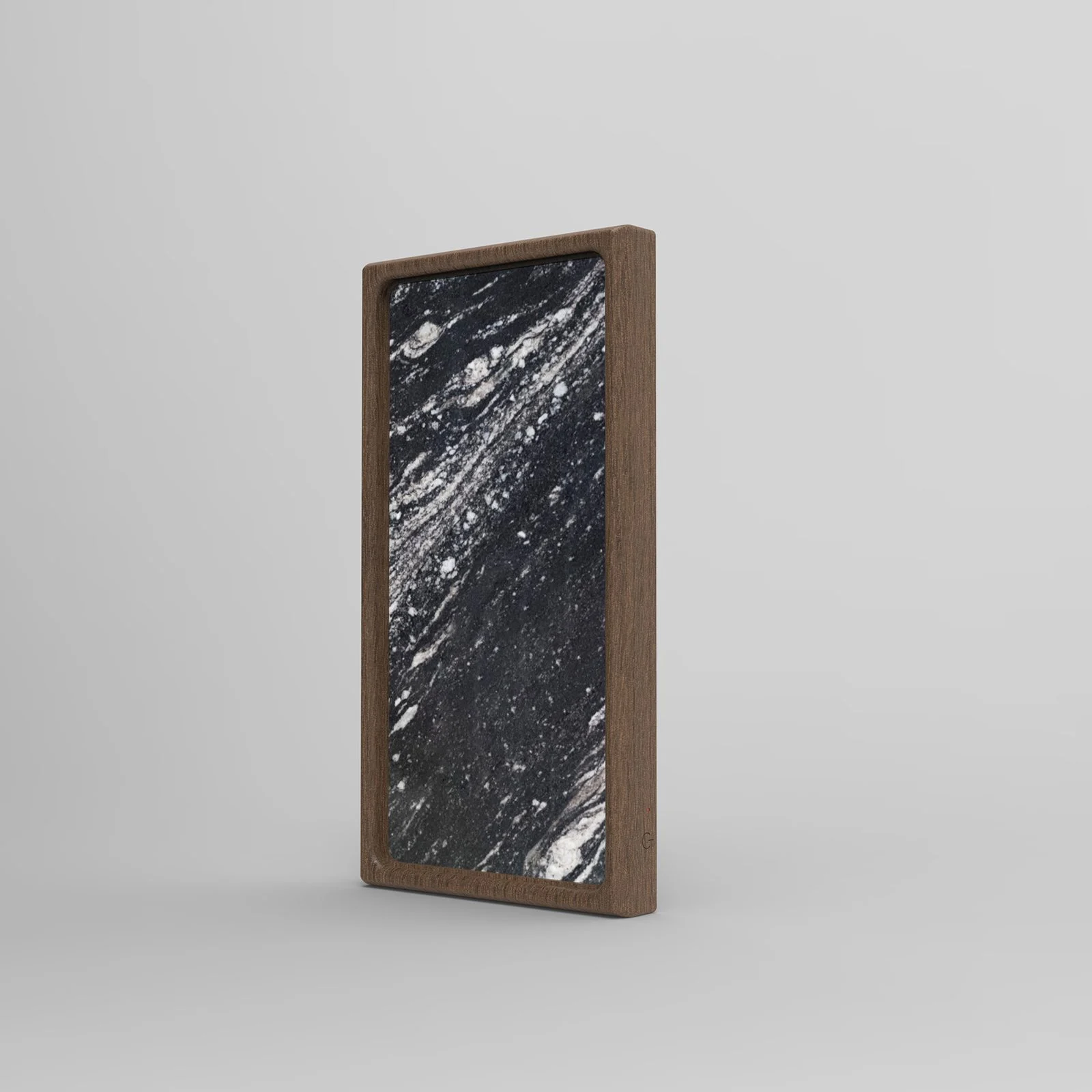 Rustic Stone Shade: Side view, solid wood frame