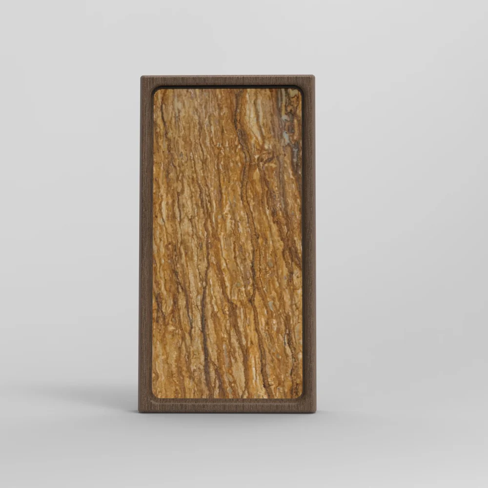 Walnut Travertine stone light in a walnut frame